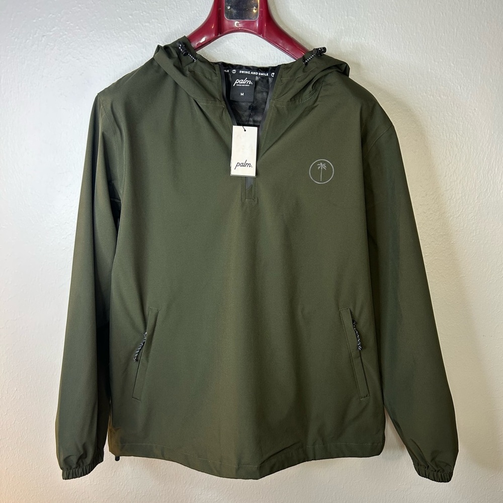 NWT Men’s Palm Golf Mission Waterproof 1/4 Zip Windbreaker Jacket Green Size M